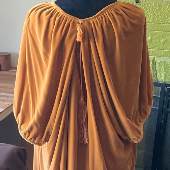 Gold Velvet Flapper Dress with Tassel Back Detail - Large/One Size Fits Many - Picture 1 of 4